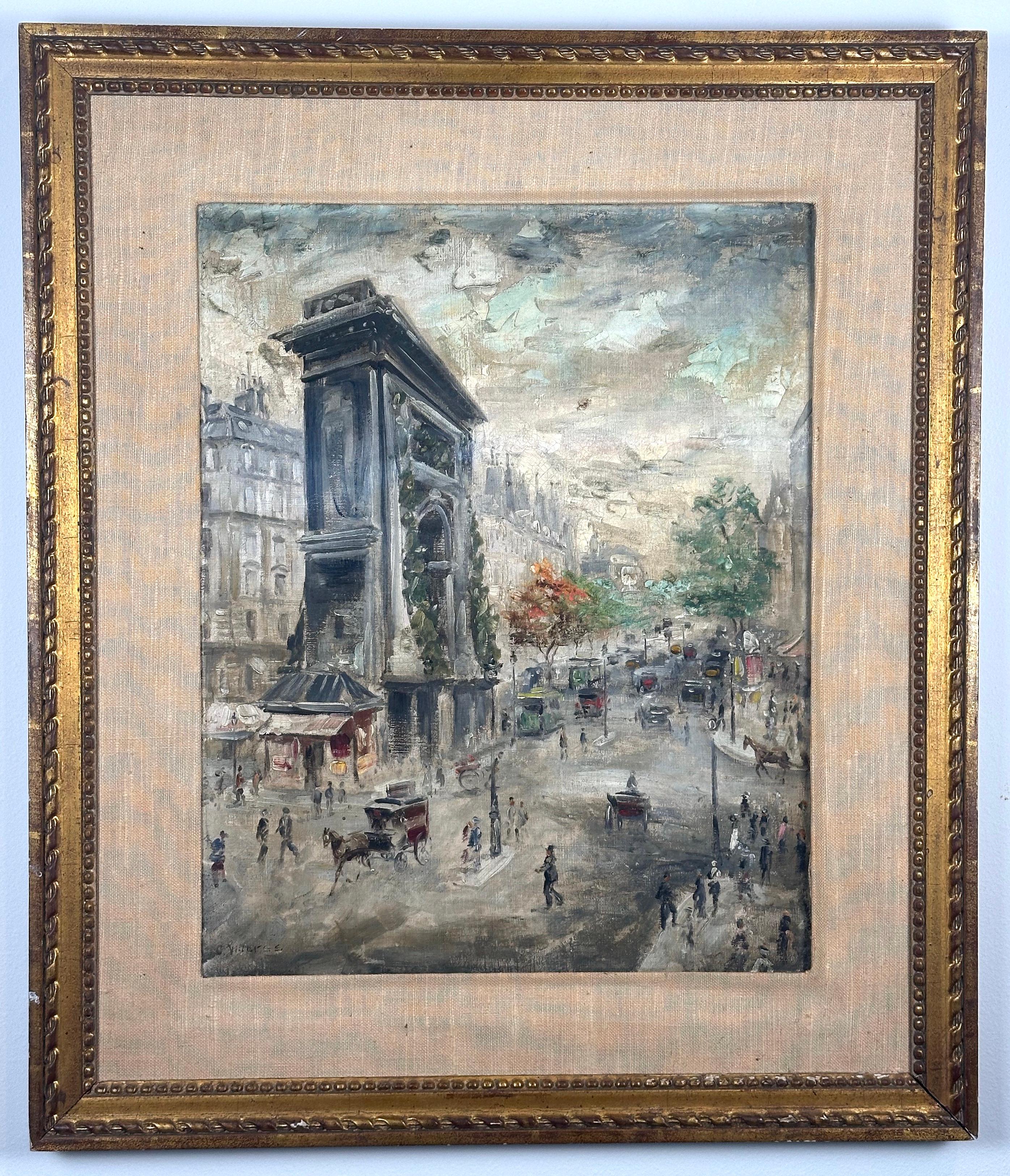 Unknown Landscape Painting - Mid-century Parisian Cityscape painting Paris