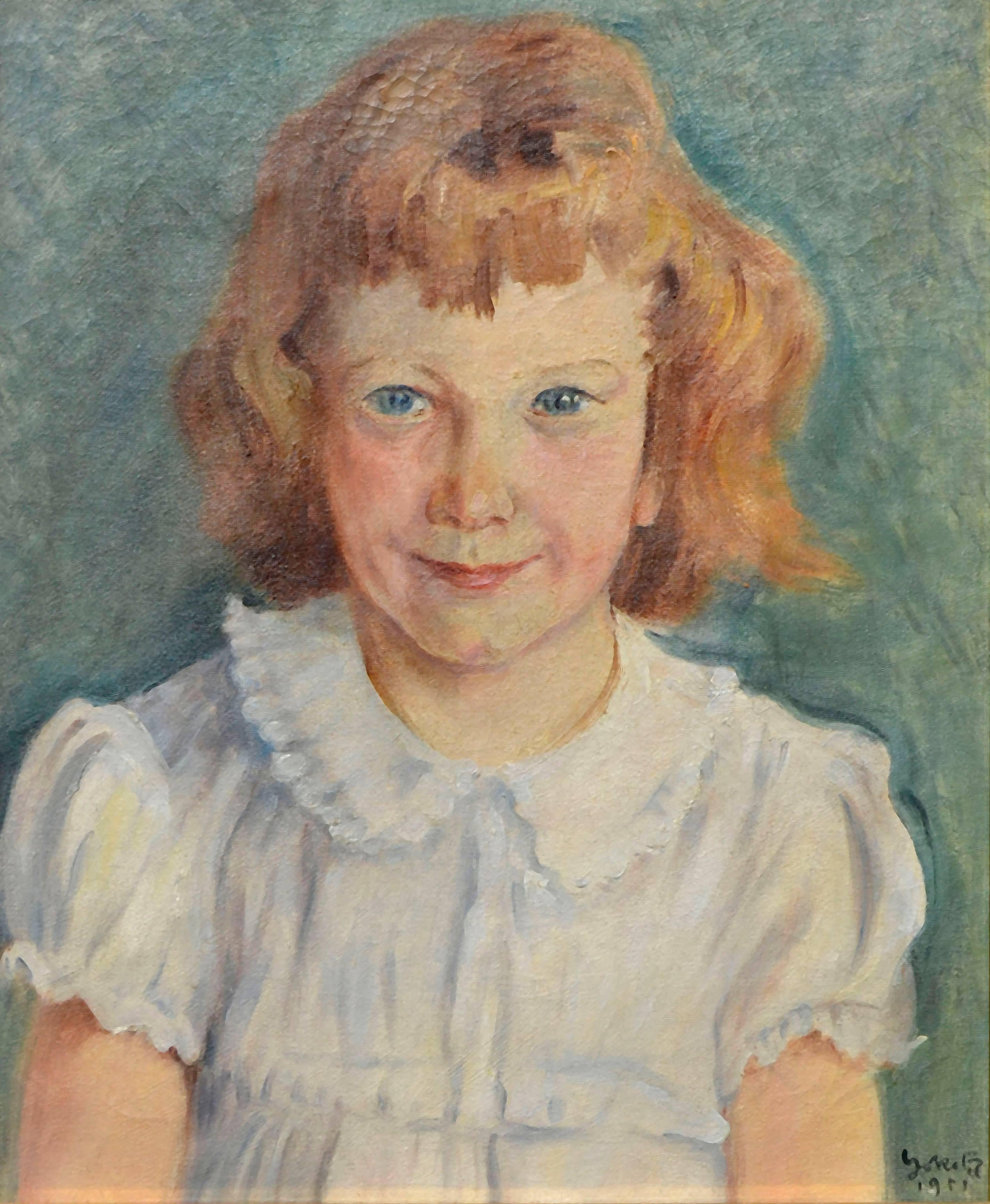 Mid-Century Portrait of a Young Girl with Red Hair 