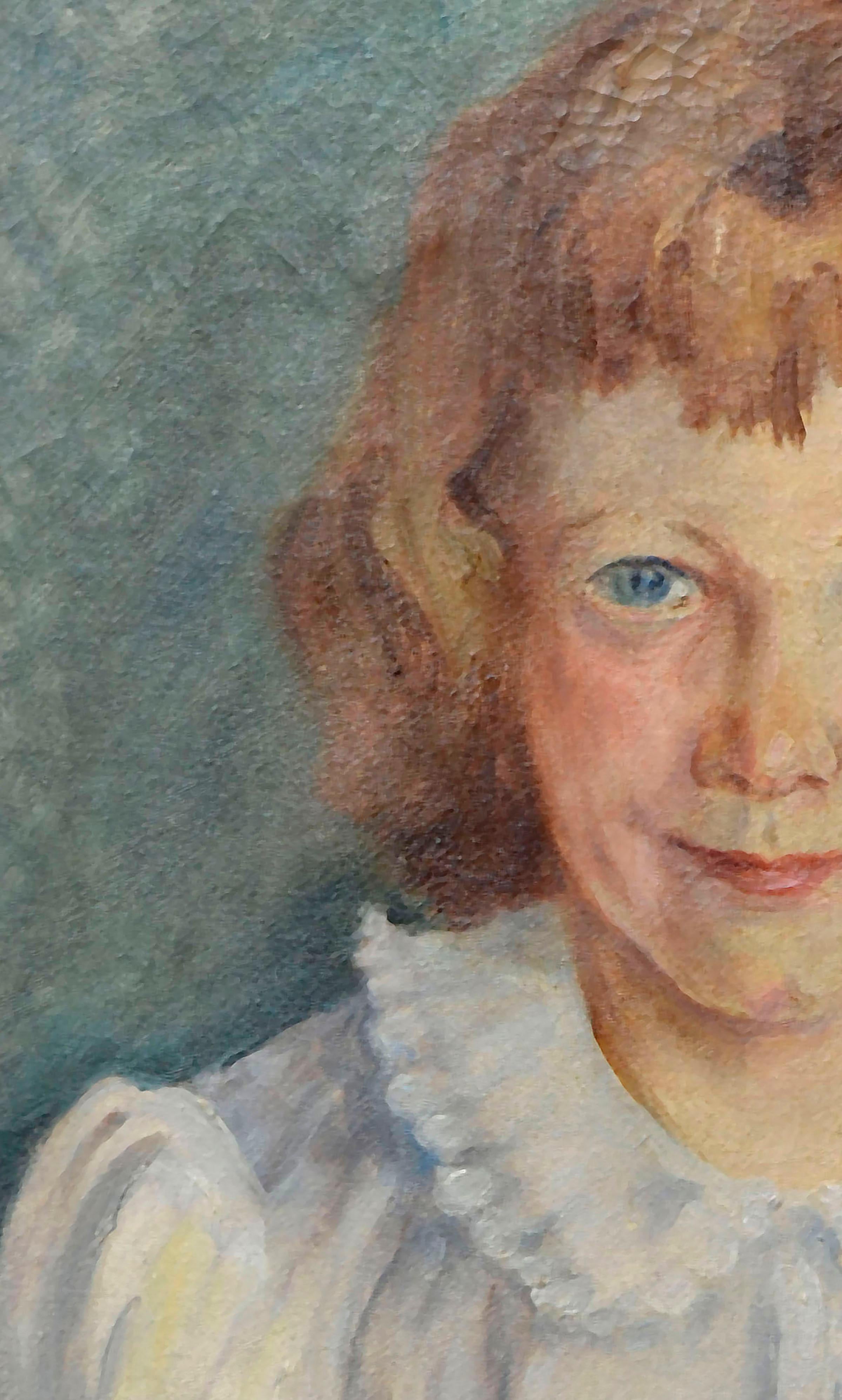Porträt eines jungen Mädchens mit rotem Haar aus der Mitte des Jahrhunderts  (Amerikanischer Impressionismus), Painting, von Unknown