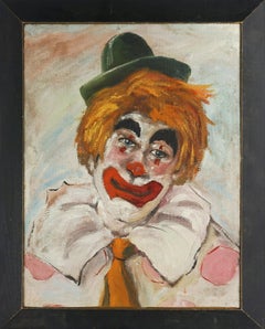 Mid Century Sierra Mountains Double Sided Landscape - (w/ Clown verso painting)