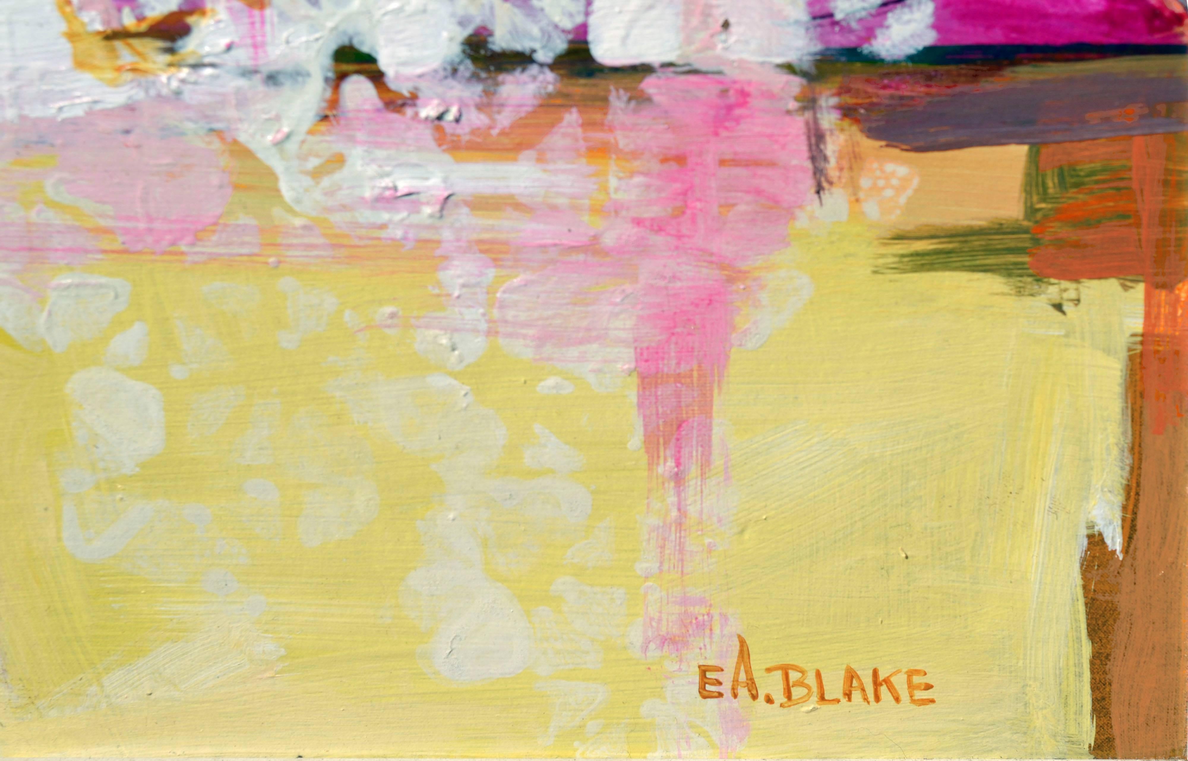 Abstrakter kubistischer Tisch, Stillleben, Moderne der Mitte des Jahrhunderts (Braun), Still-Life Painting, von E.A.Blake