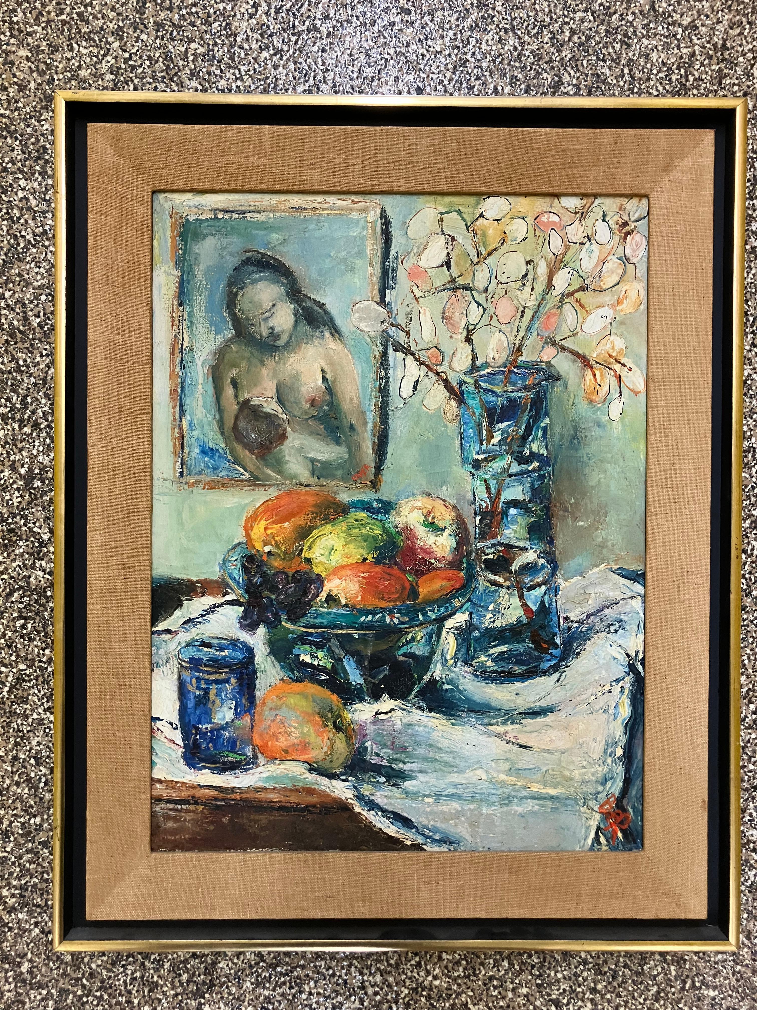 Natura morta di metà secolo con madre e bambino - Painting di Unknown