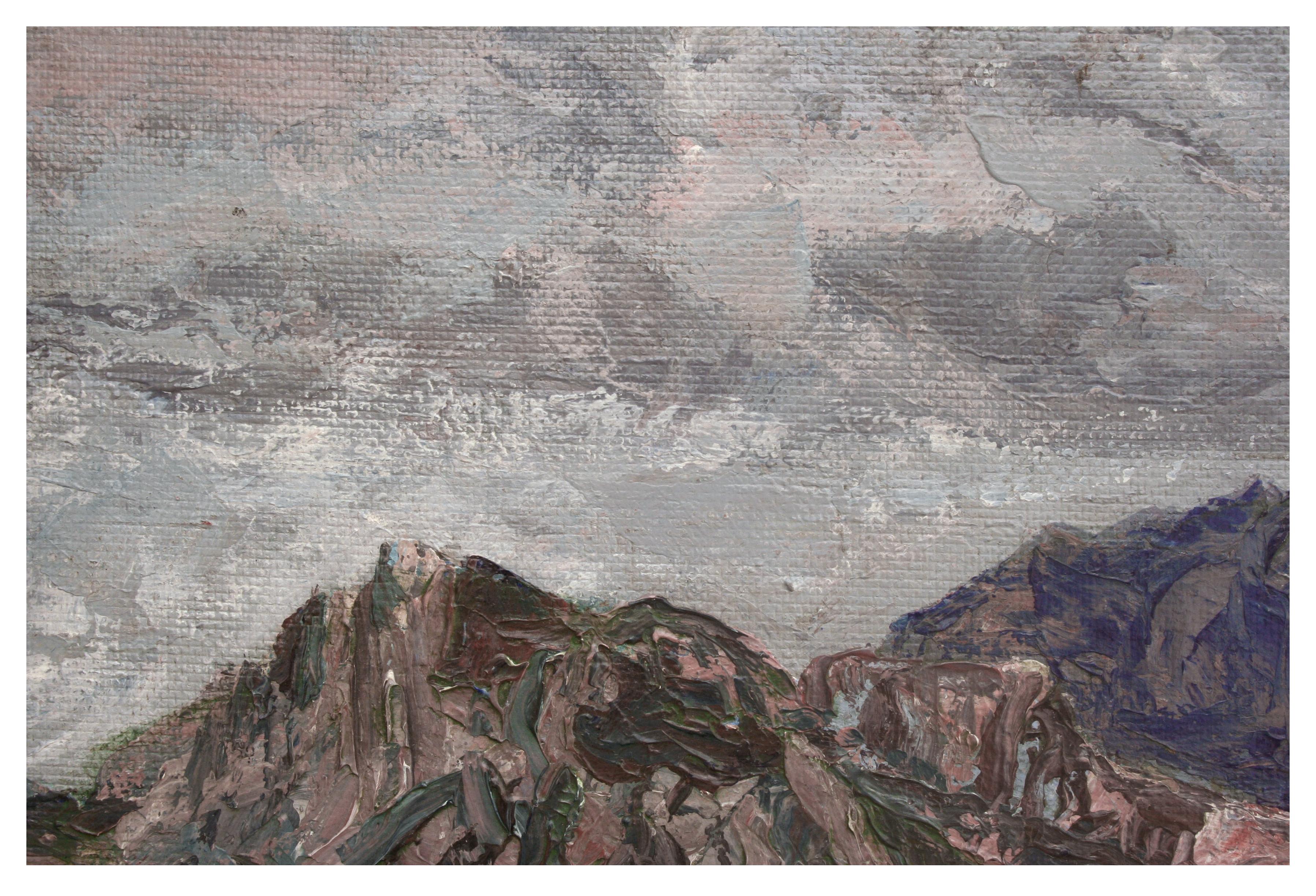 Stormy Skies über Yosemite-Landschaft aus der Mitte des Jahrhunderts (Amerikanischer Impressionismus), Painting, von Unknown