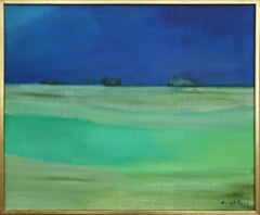 Mid Century Swedish Abstract Landscape Oil Painting - Where the Sky Deepens