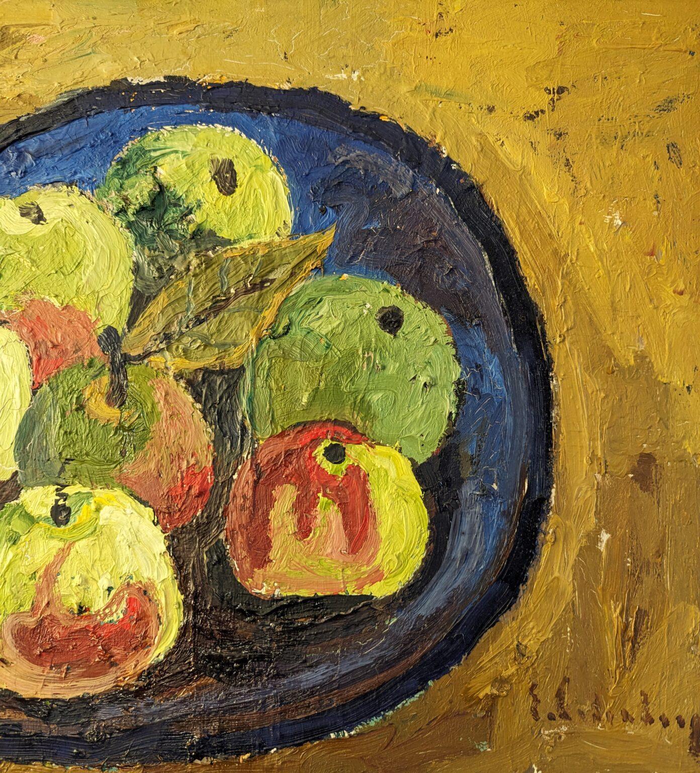 Mid-Century Swedish Still Life Oil Painting, Eric Cederberg - Bowl of Apples 6