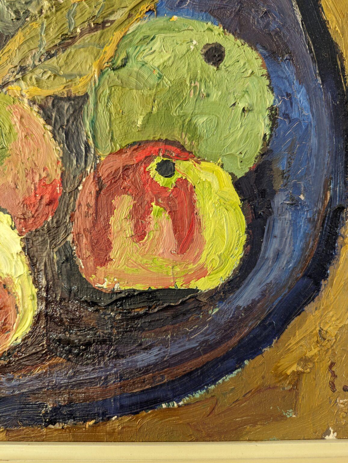 Mid-Century Swedish Still Life Oil Painting, Eric Cederberg - Bowl of Apples 8