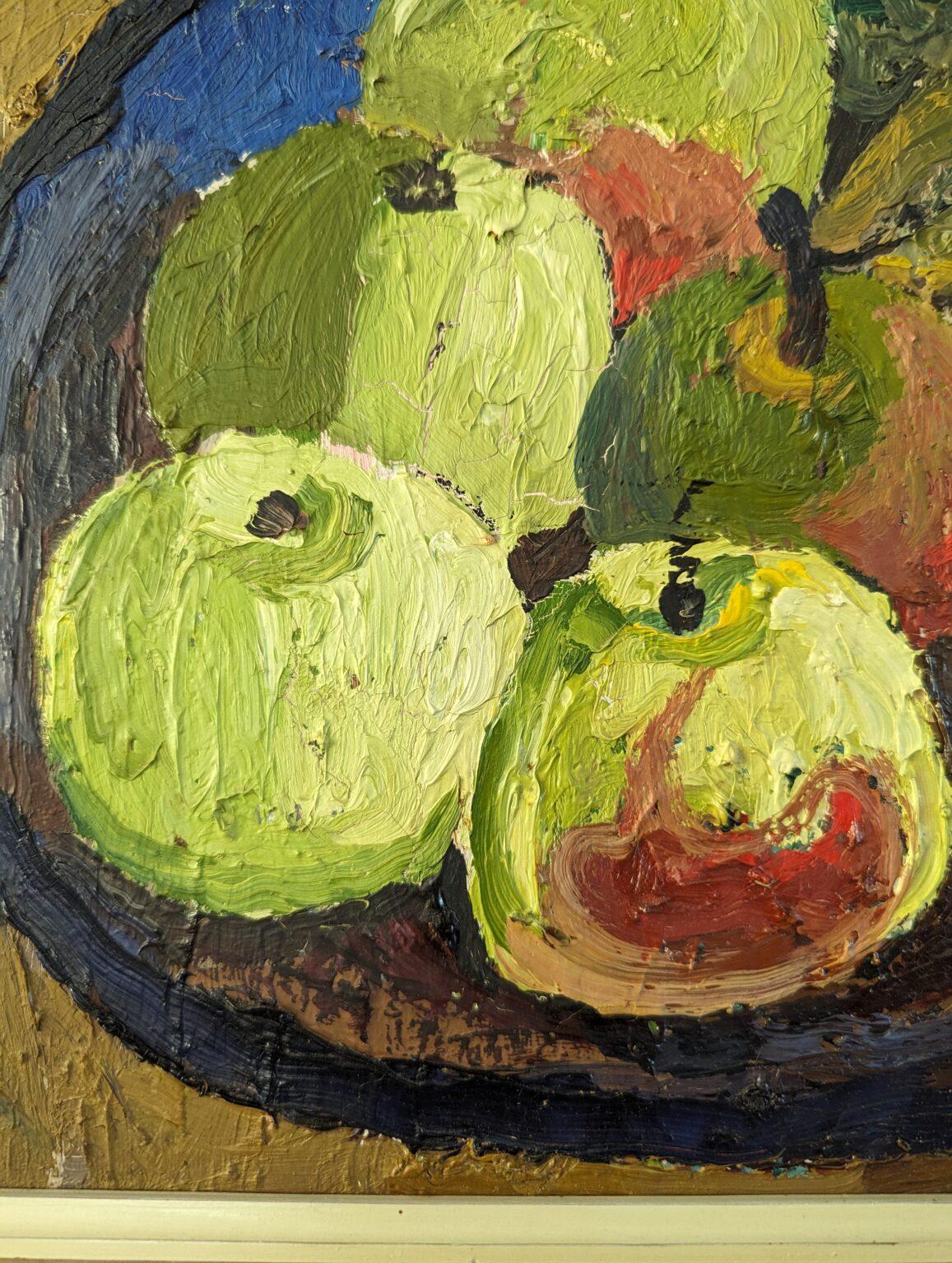 Mid-Century Swedish Still Life Oil Painting, Eric Cederberg - Bowl of Apples 9