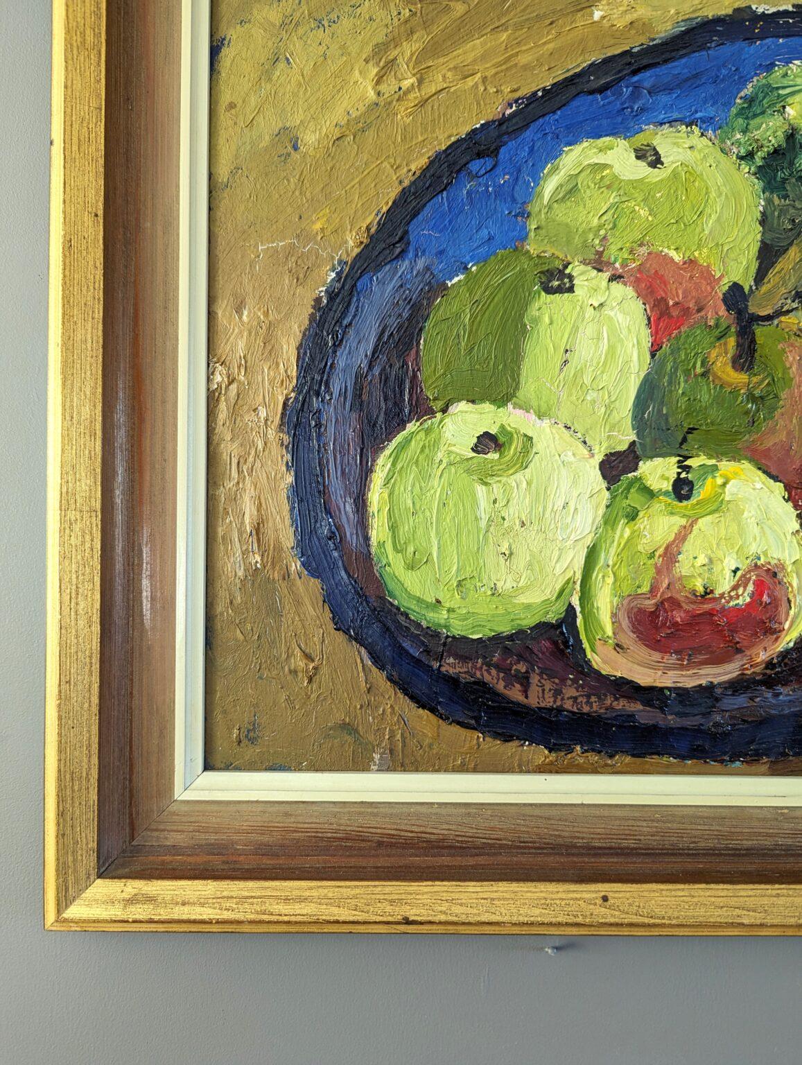 Mid-Century Swedish Still Life Oil Painting, Eric Cederberg - Bowl of Apples 2