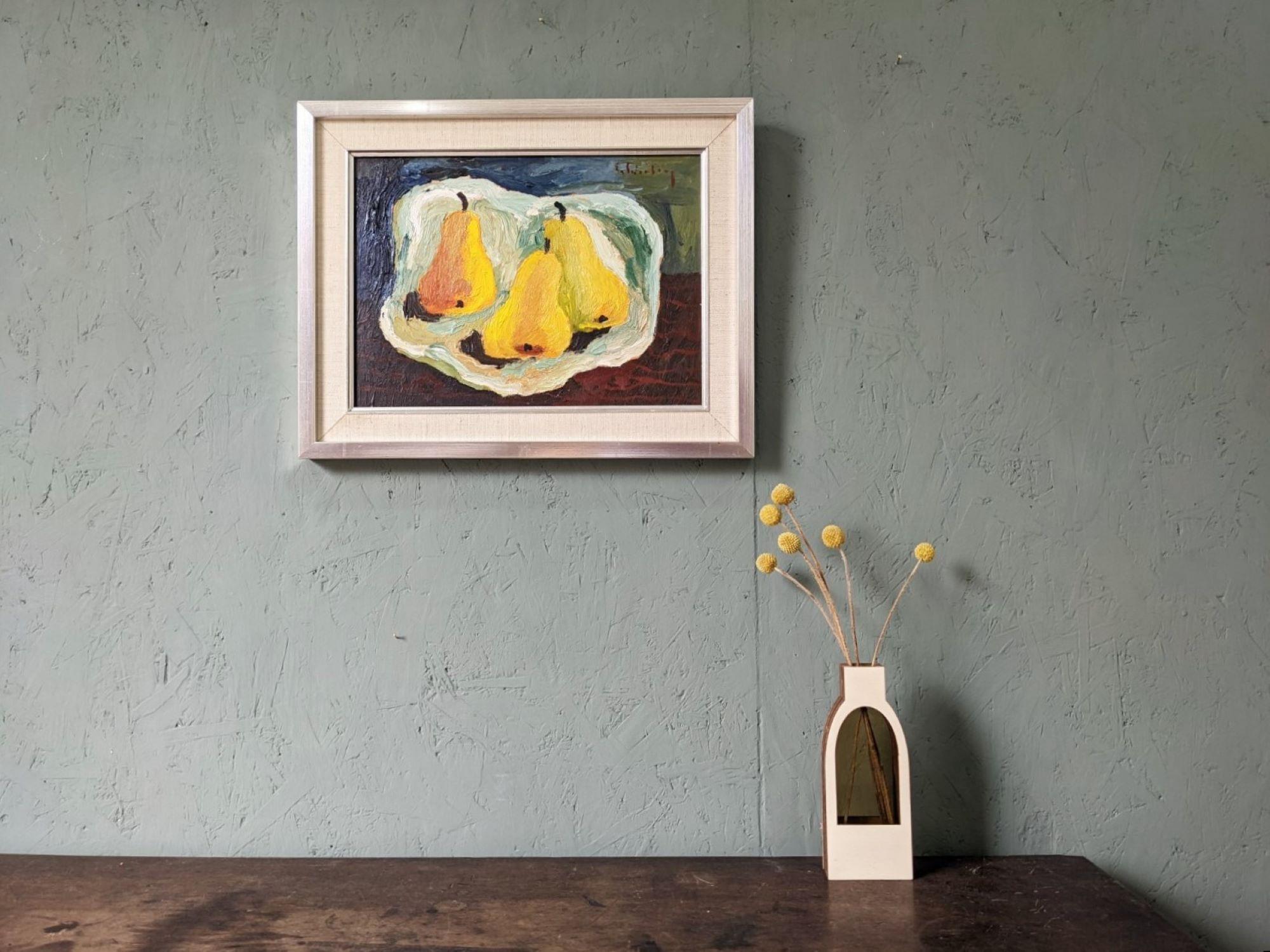 Nature morte à l'huile suédoise du milieu du siècle, Eric Cederberg - Poires lumineuses 8