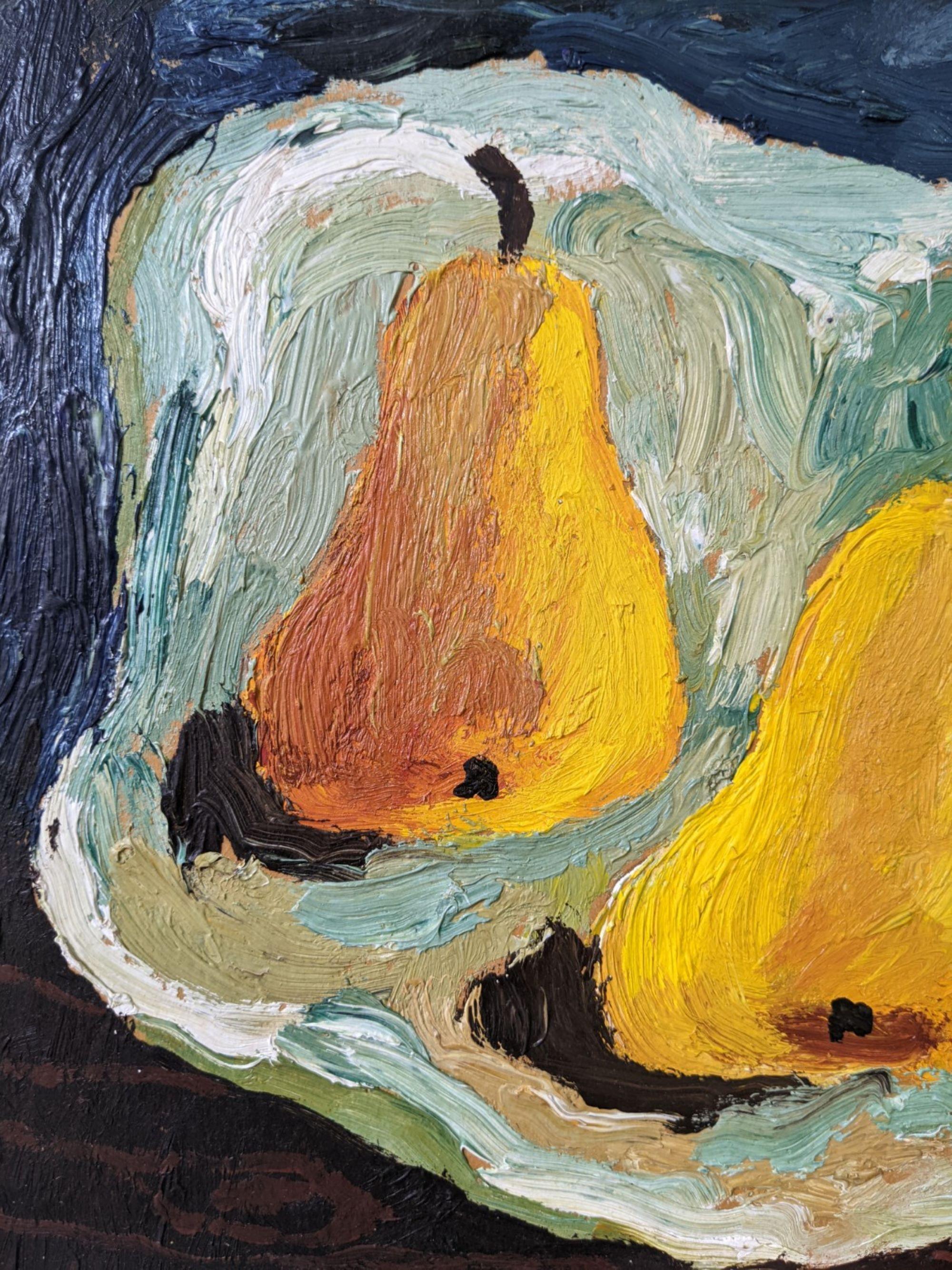 Nature morte à l'huile suédoise du milieu du siècle, Eric Cederberg - Poires lumineuses 5