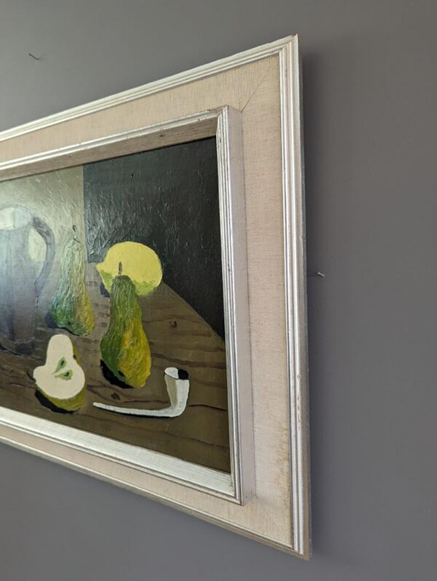 Mid-Century Swedish Still Life Oil Painting, Eric Cederberg - Pipe & Pears For Sale 2