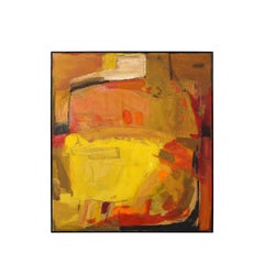 Mid-Century "Untitled Abstract" Vibrant Oil On Canvas Painting signed Cohn