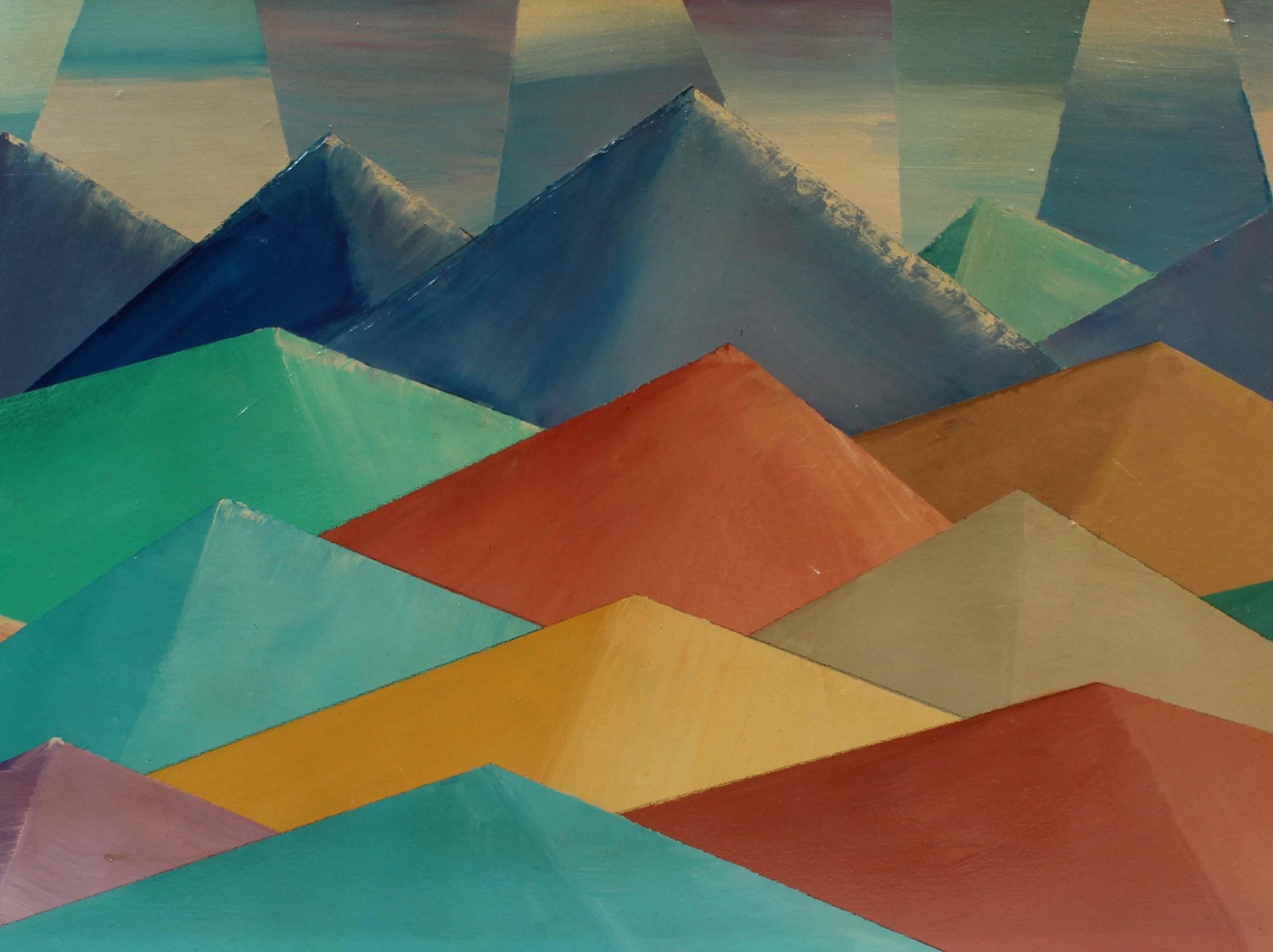 Midcentury Modernist Abstract Mountain Peaks Colorful Abstract