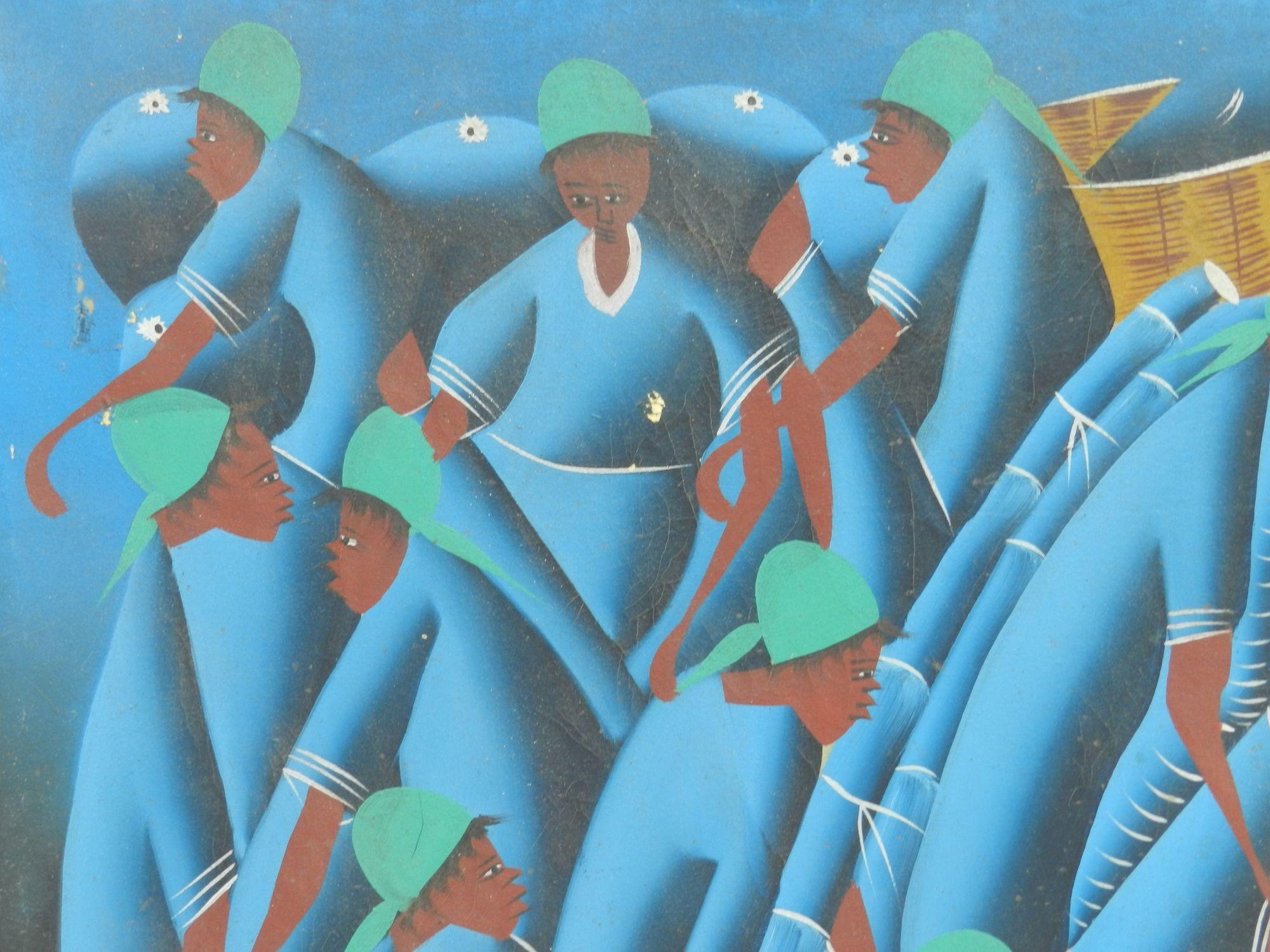 Midcentury Painting by Sergo French African Harvest For Sale 1