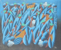 Gemälde von Sergo French African Harvest aus der Jahrhundertmitte