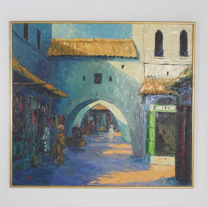 Landscape Painting Unknown - Peinture de bâtiment du Moyen-Orient