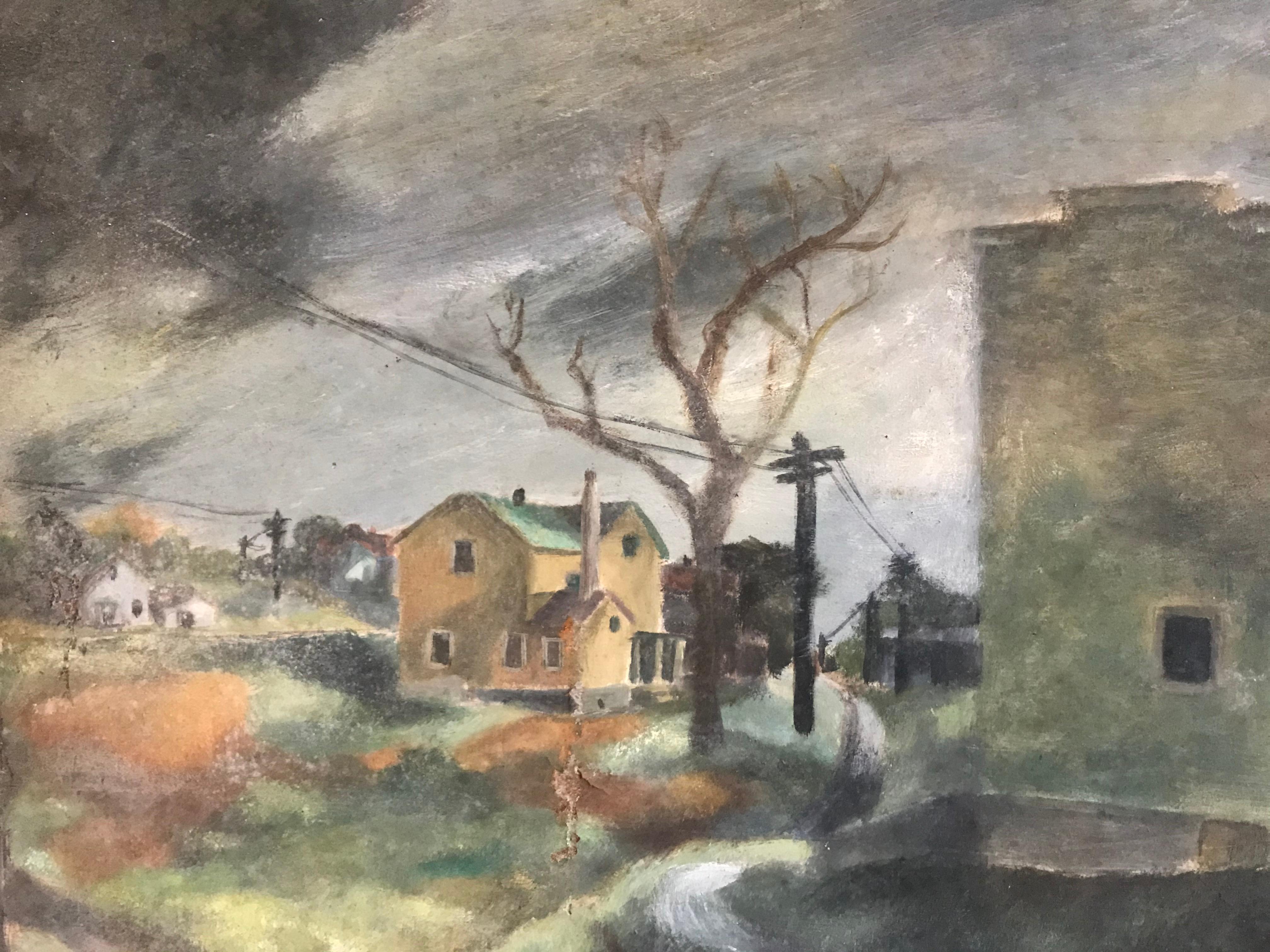 Midwestern Town - American Modern Painting by Unknown