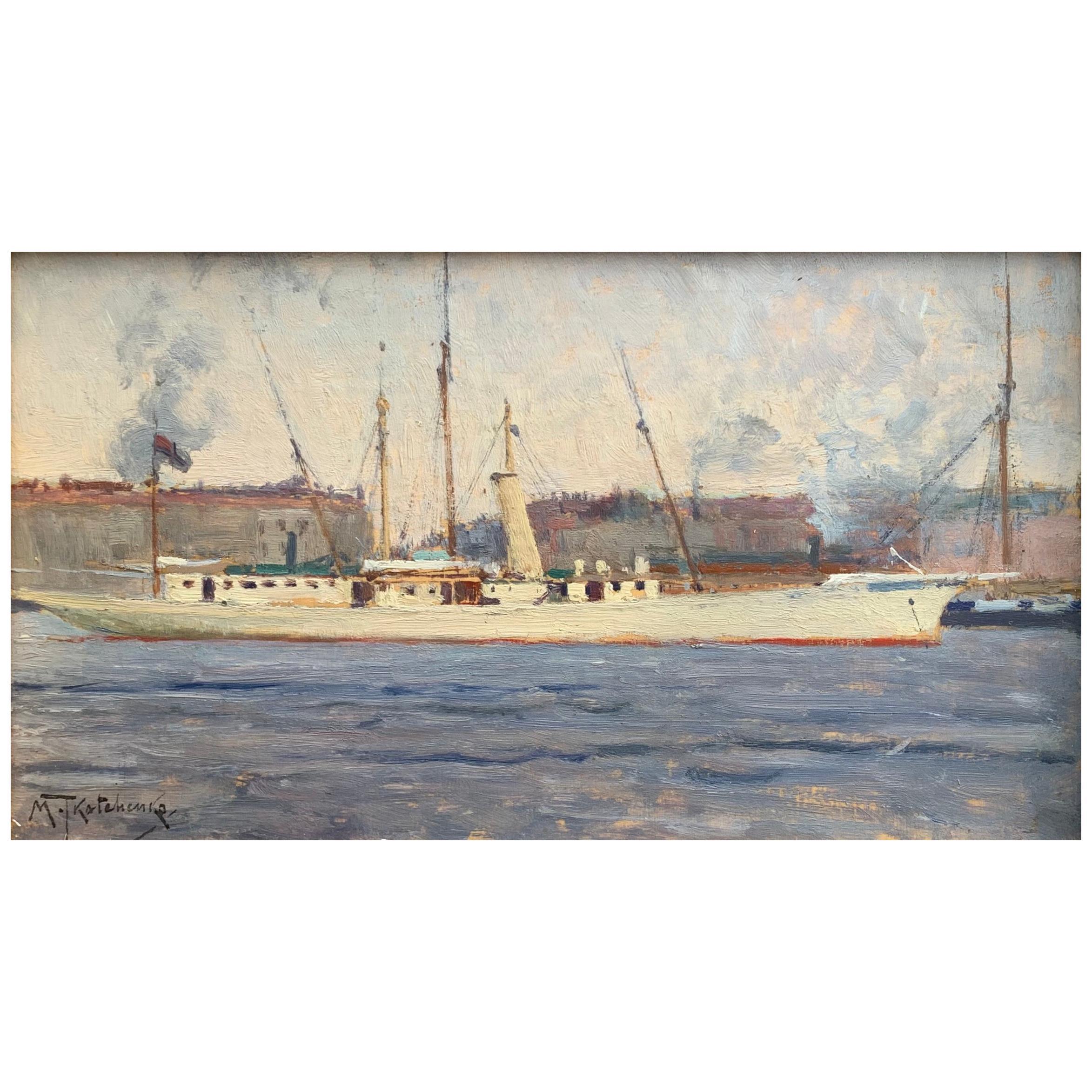 Unknown Landscape Painting – Mikhail Tkatchenko, Gemälde „Marseille“