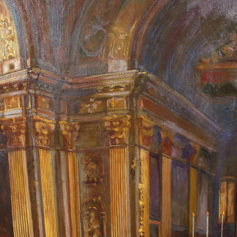 Milan Church of Sant'Antonio, '900, oil on canvas For Sale 1