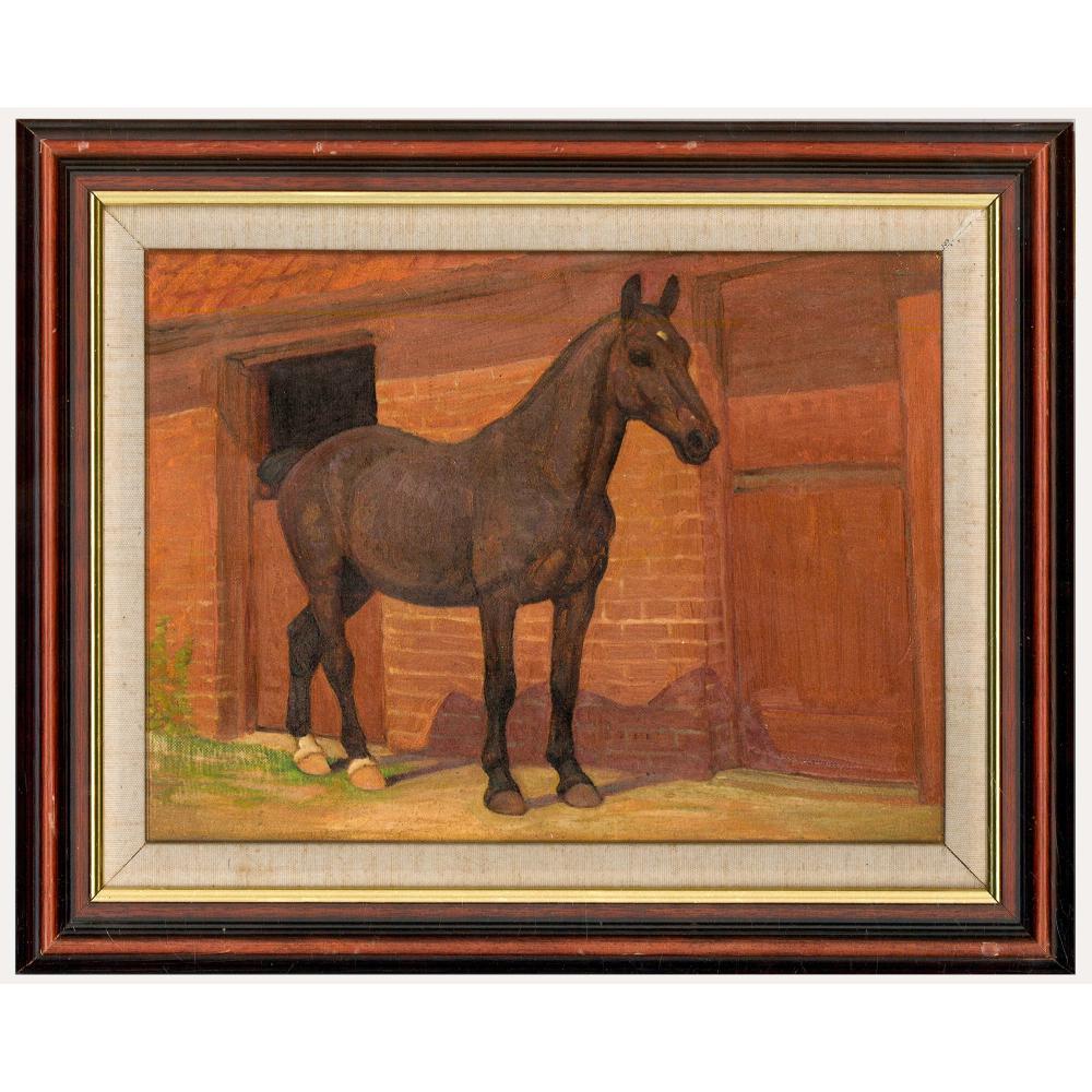 Unknown Animal Painting - Mildred White - Framed Mid 20th Century Oil, Old Blowhard
