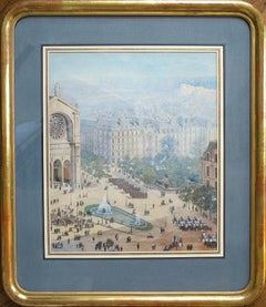 Military parade on Place Saint-Augustin in Paris