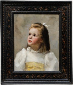 Milly Childers (1866-1922) - 1890 Oil, Little Girl in White