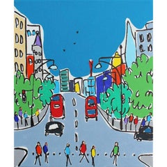 Mini Colours of Oxford Street, London Cityscape Painting, Bright Pop Art