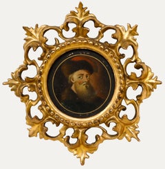 Huile miniature du 19e siècle - Un clerc barbu