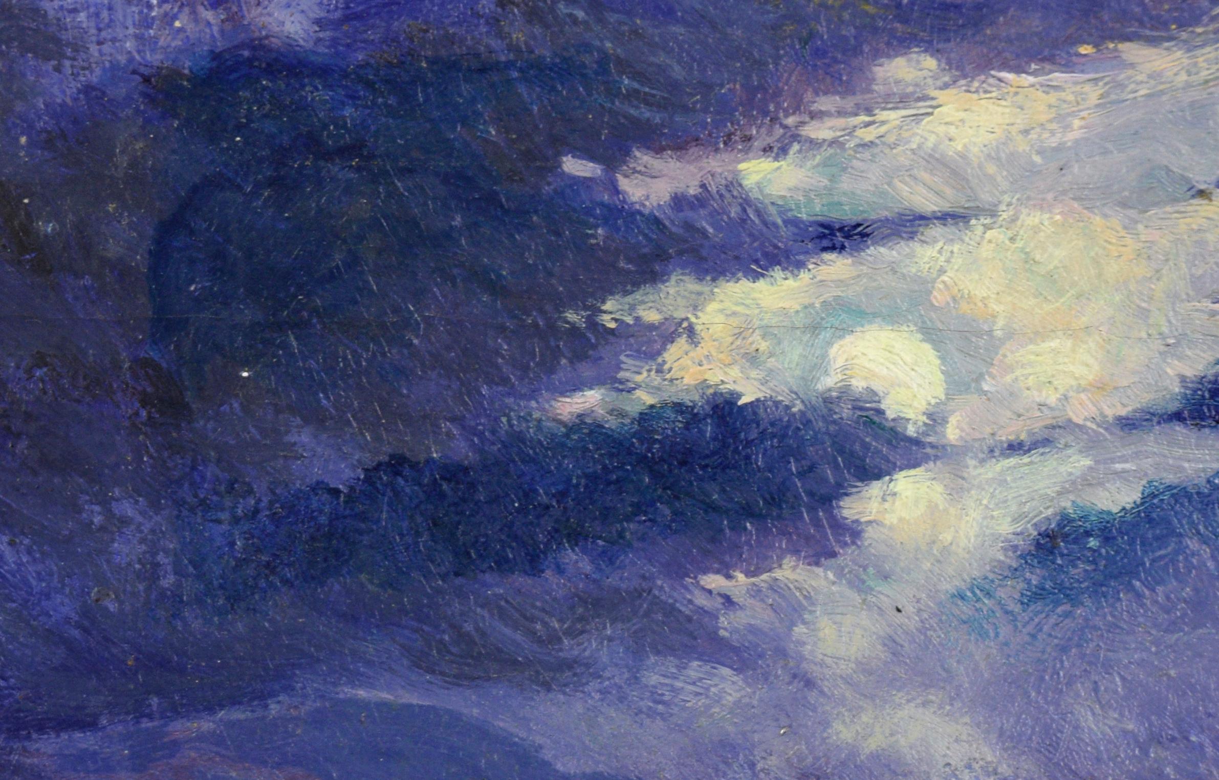 Paysage marin miniature de la rivière Carmel, rivière Midnight - Painting de Unknown