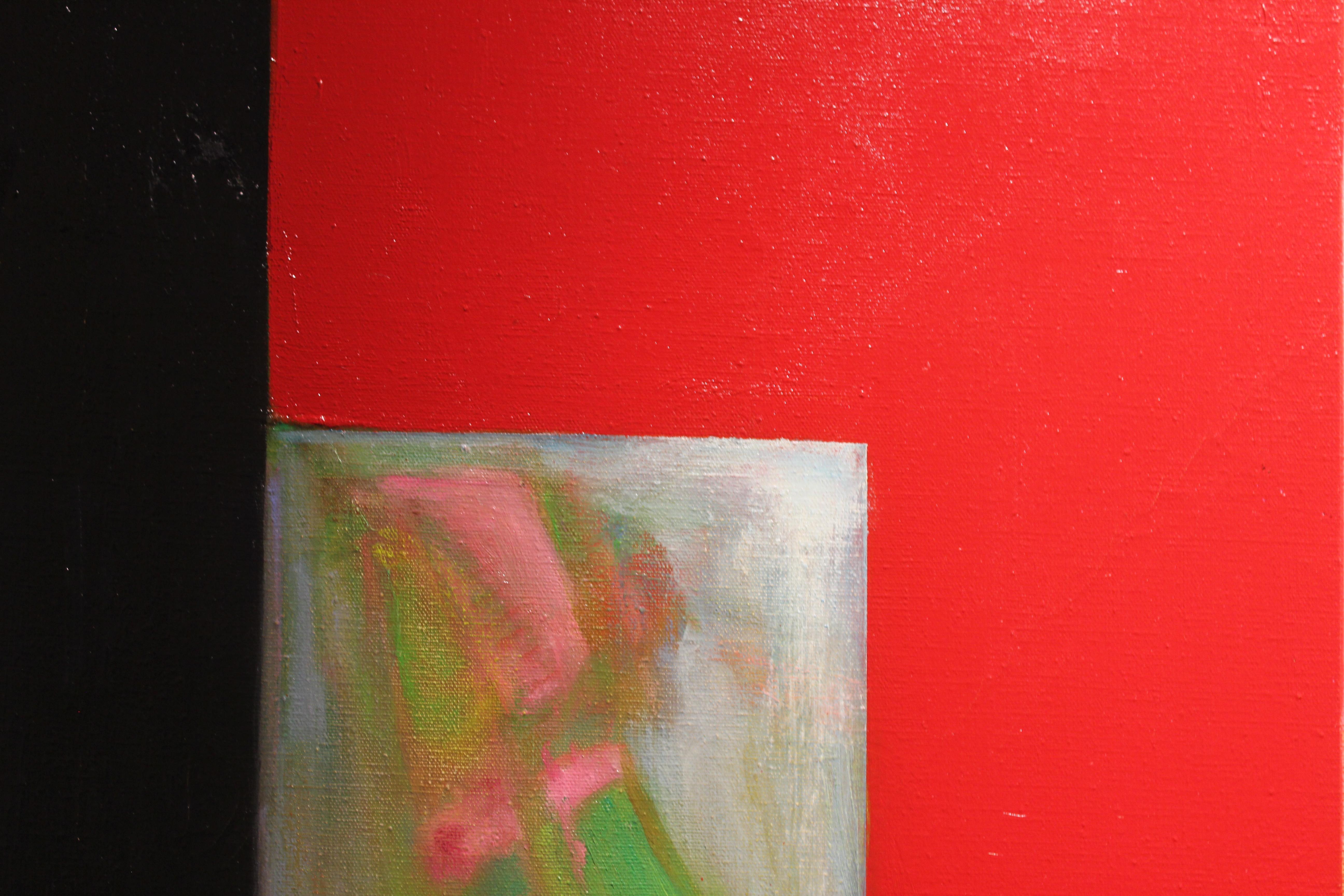 Minimal Geometric Red Tonal Abstract Painting 1