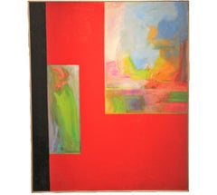 Minimal Geometric Red Tonal Abstract Painting