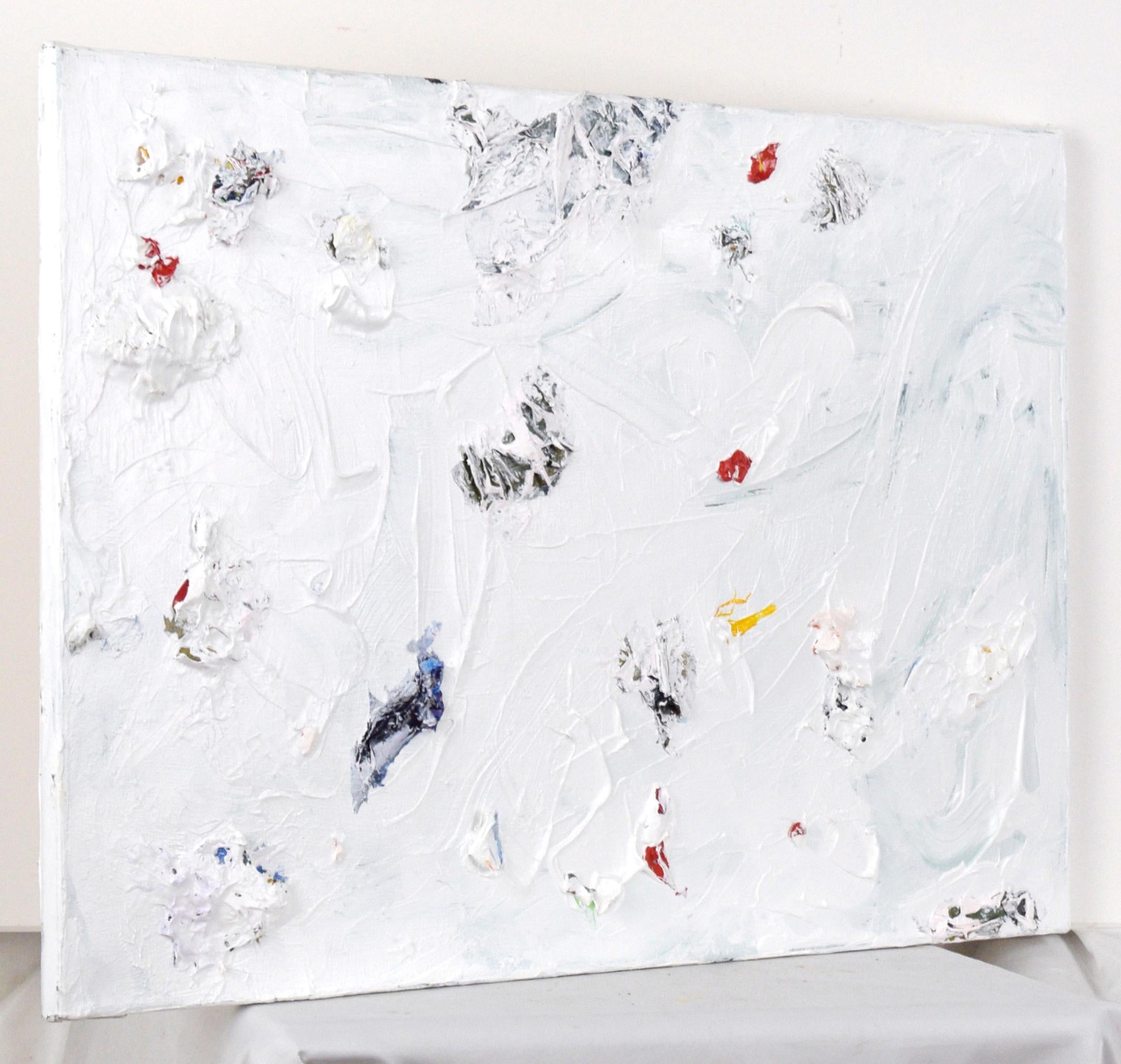 Minimalist Abstract Composition in White with Thick Impasto in Oil on Canvas For Sale 10