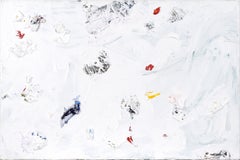 Minimalist Abstract Composition in White with Thick Impasto in Oil on Canvas