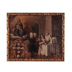 Antique Miraculous Healing Oil On Canvas 18th Century