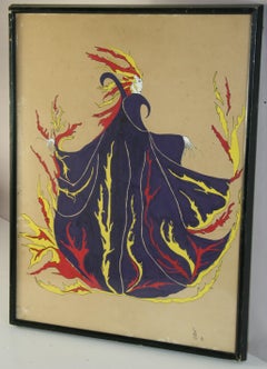 Mirror, Mirror on the Wall Painting, Vintage French Modernist, Framed