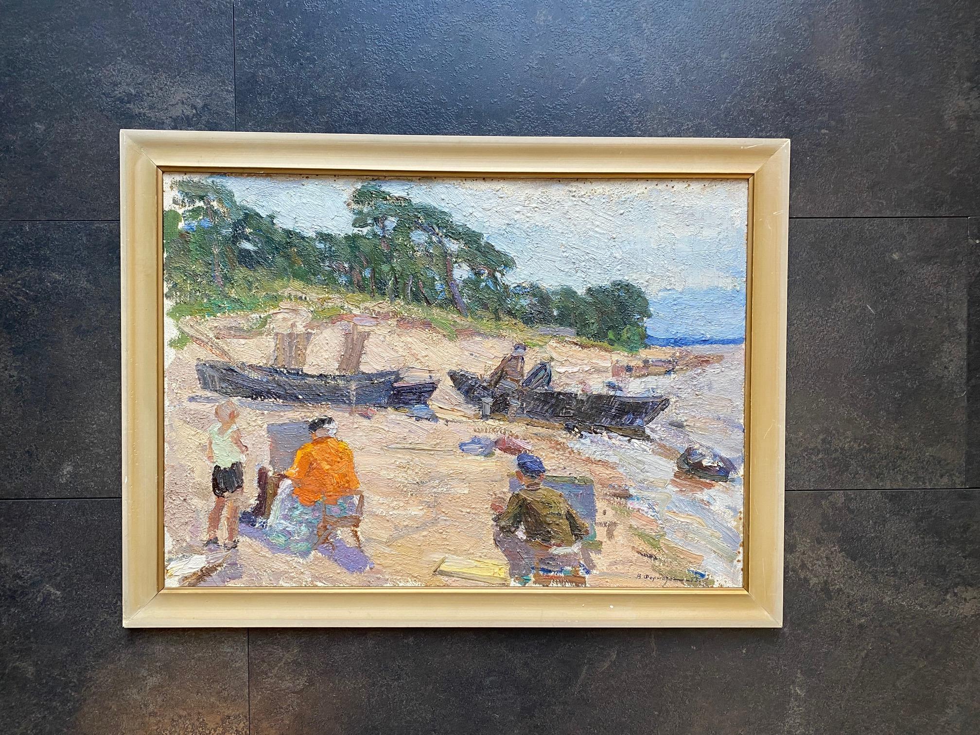 Öl auf Karton mit Rahmen. 
Gesamtgröße mit Rahmen 58x78 cm
Signiert und datiert, unleserliche Unterschrift der Galerie 
