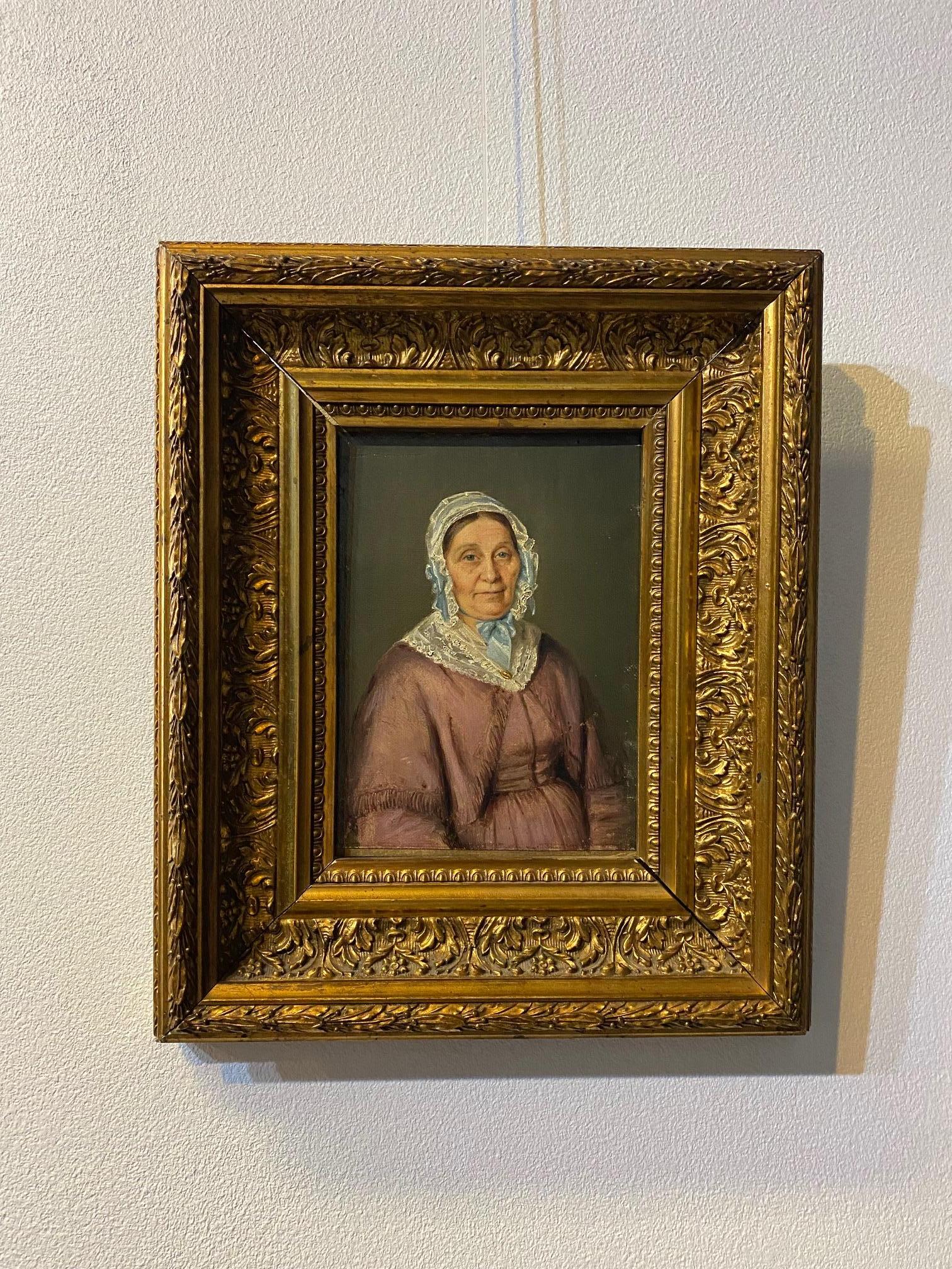 Miss Ecart Julie Sandoz (1850) - Oil on cardboard  - Realist Painting by Unknown