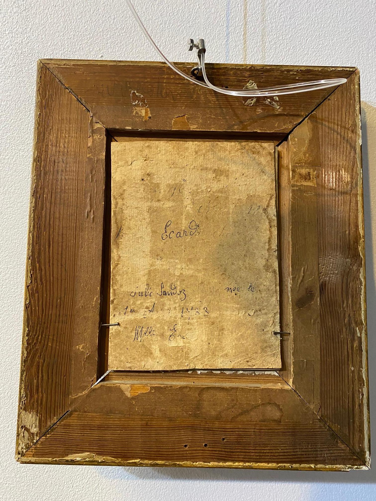 Miss Ecart Julie Sandoz (1850) - Oil on cardboard  For Sale 4