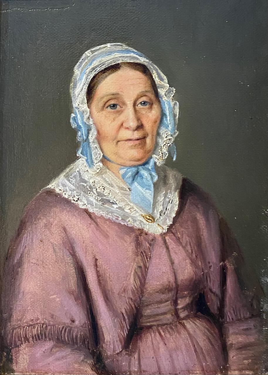 Unknown Portrait Painting - Miss Ecart Julie Sandoz (1850) - Oil on cardboard 