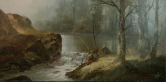Misty Morning oversized Landscape Oil painting signed Fanny Lee