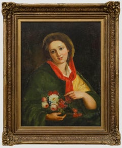 Mitton - Framed 20th Century Oil, Portrait of a Flower Seller