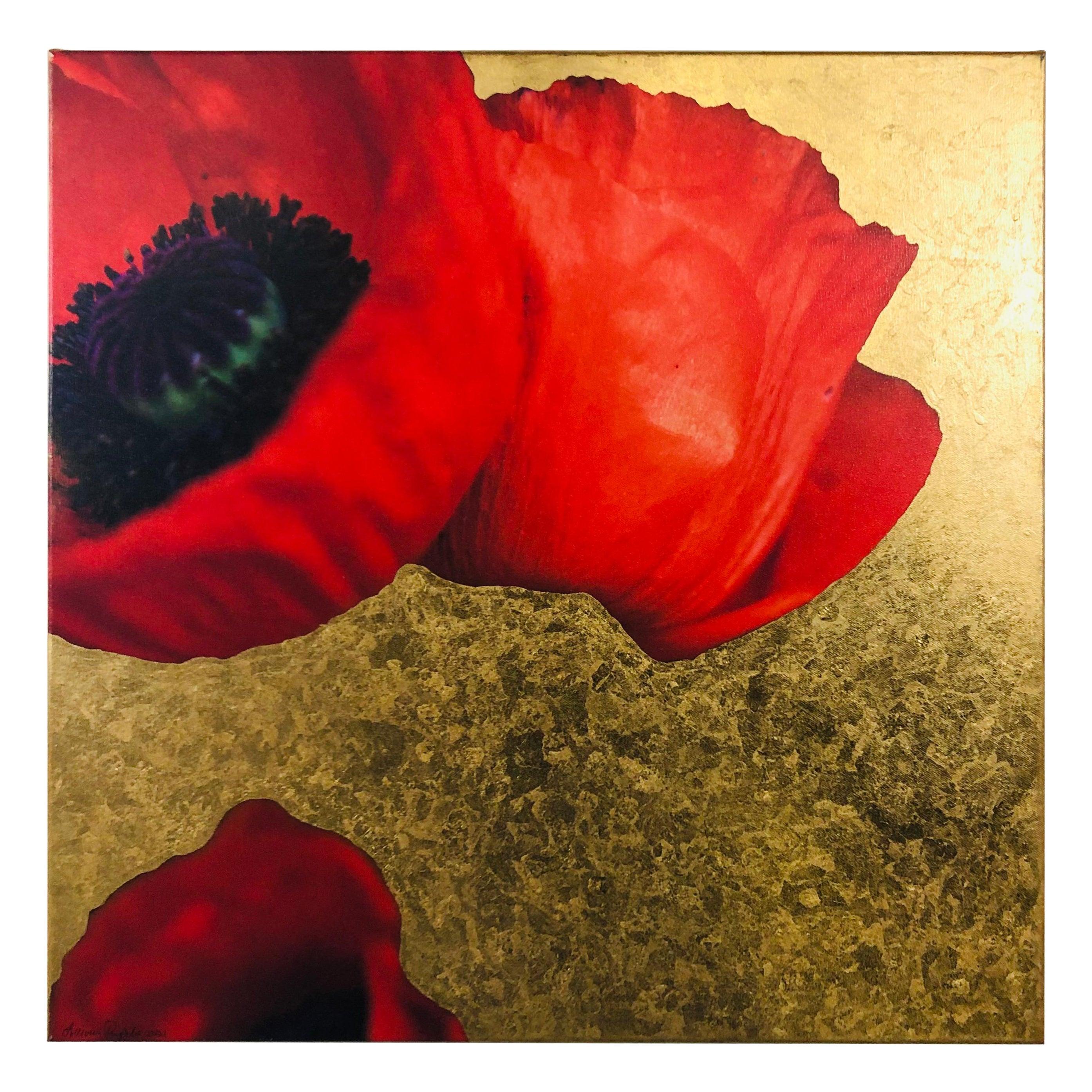 Mixed Media on Canvas Entitled " Sag Harbor Poppies" by Luciana Pampalone - Painting by Unknown