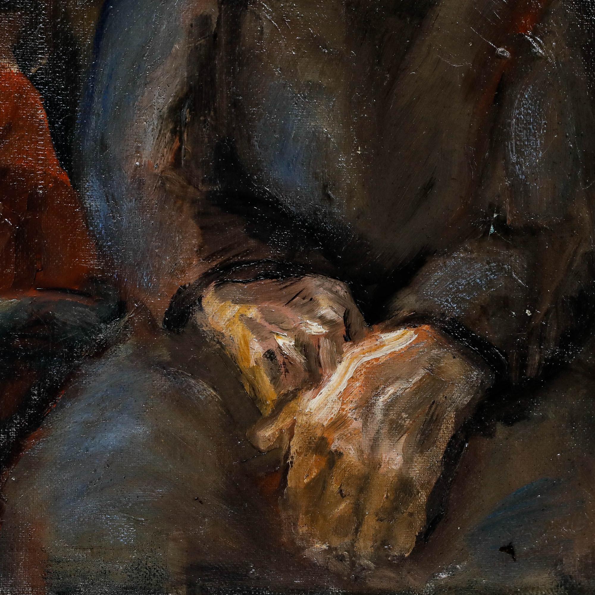 M.Kant - Óleo de principios del siglo XX, Un momento de melancolía en venta 1