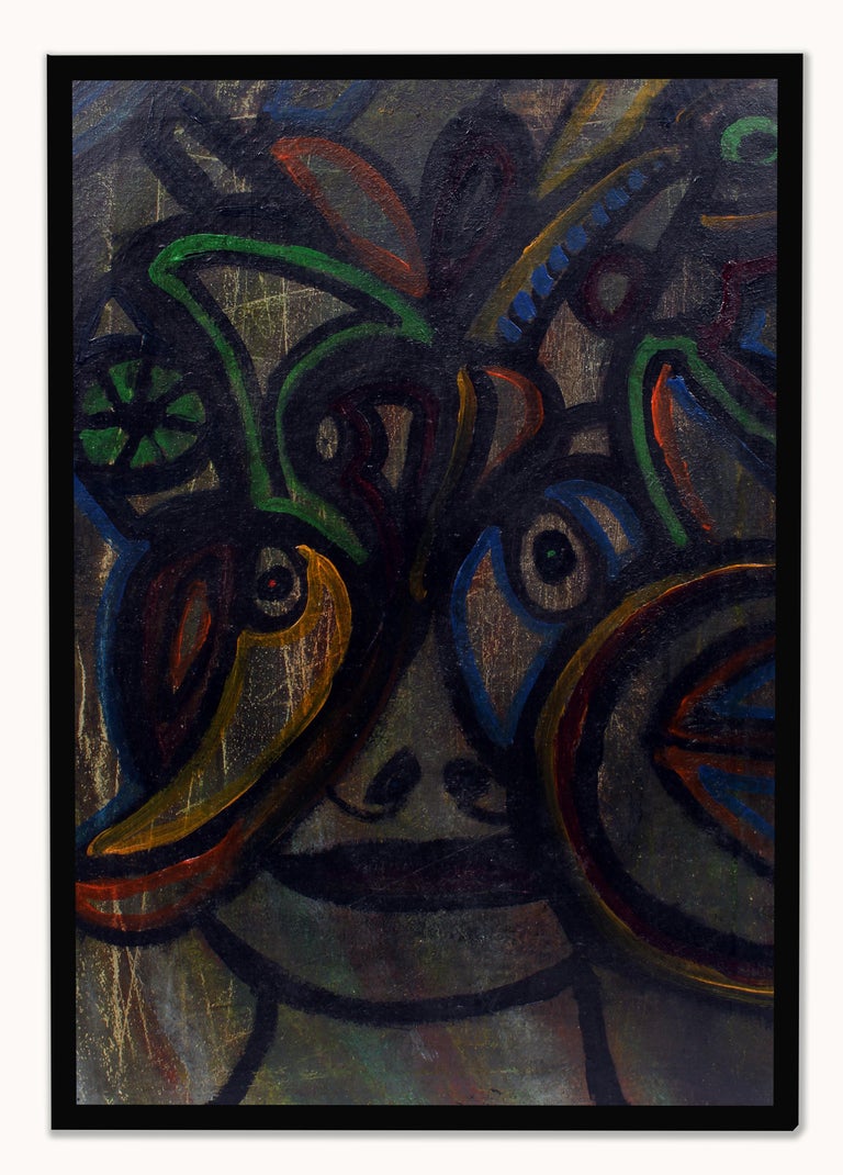 Unknown Modern Abstract Female Portrait Rare Colorful Layered