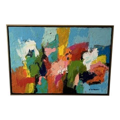 Modern Abstract Painting in Floating Frame