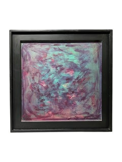 Modern Abstract Painting on Wood - Purple, Teal, and Pink