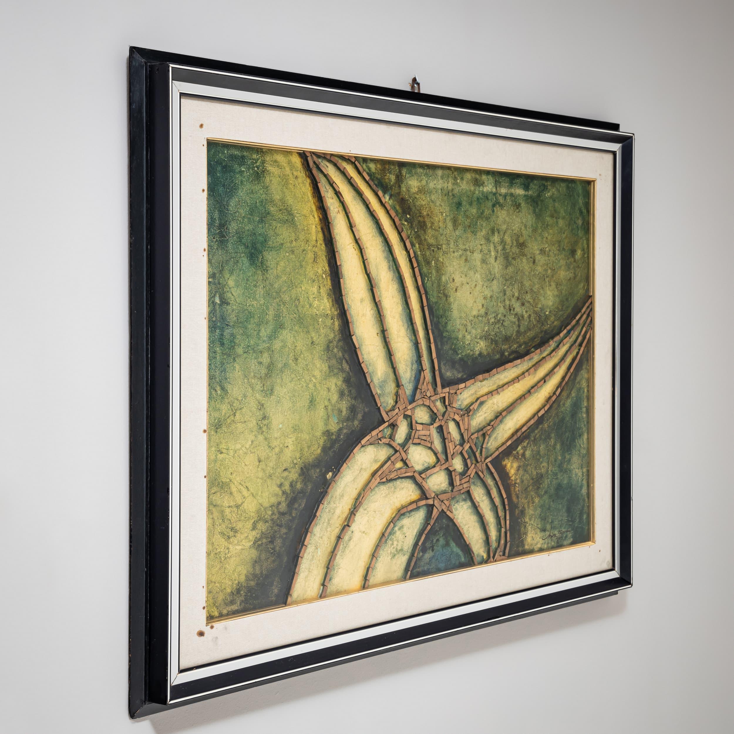 Abstracción moderna, collage, fechado en 1973 en venta 4
