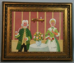 Modern American Figurative  Colonial Couple Interior Room Setting