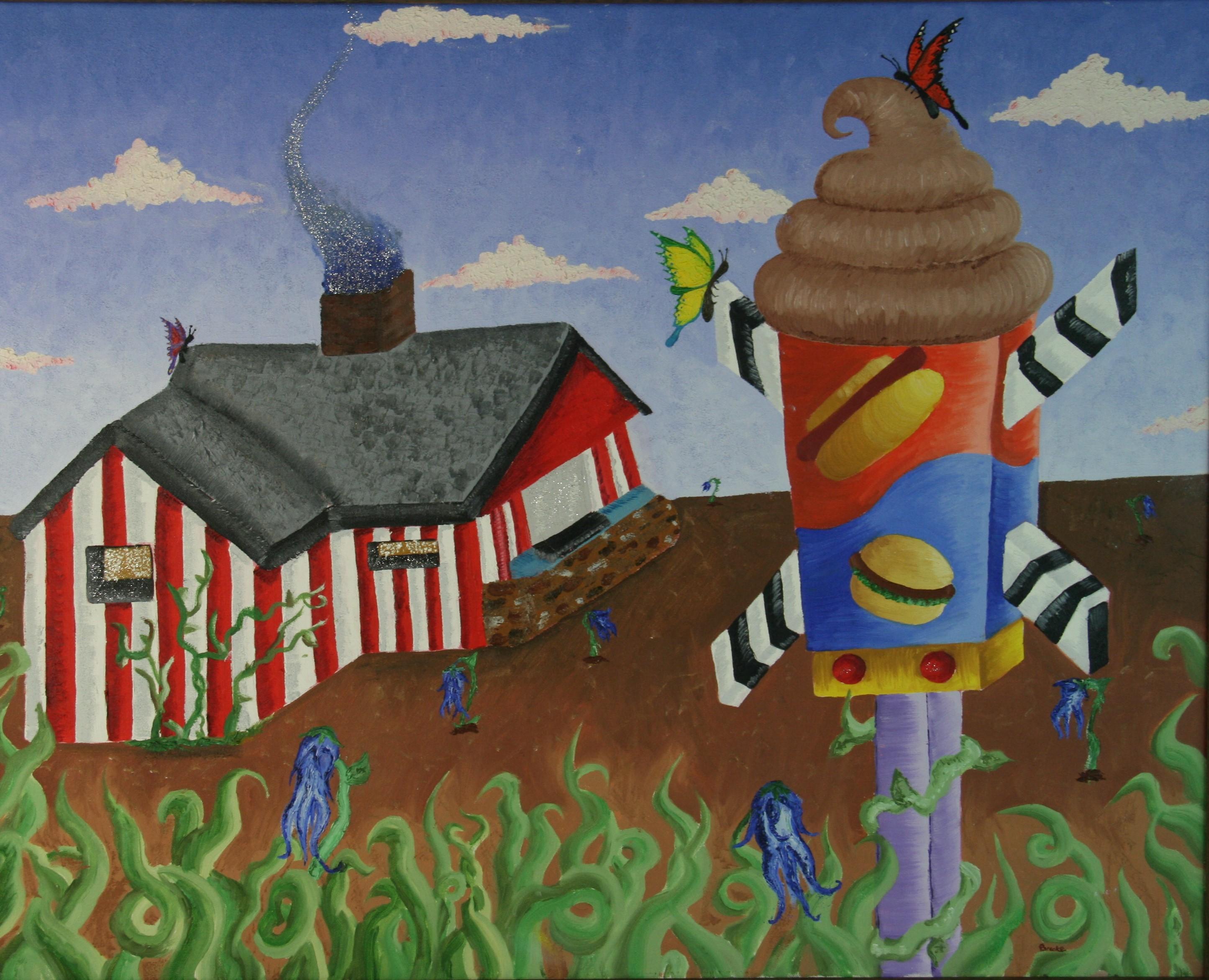 Americano moderno  Paesaggio fantasy surreale di BrookeFalkone - Landscape Painting Nero di Unknown