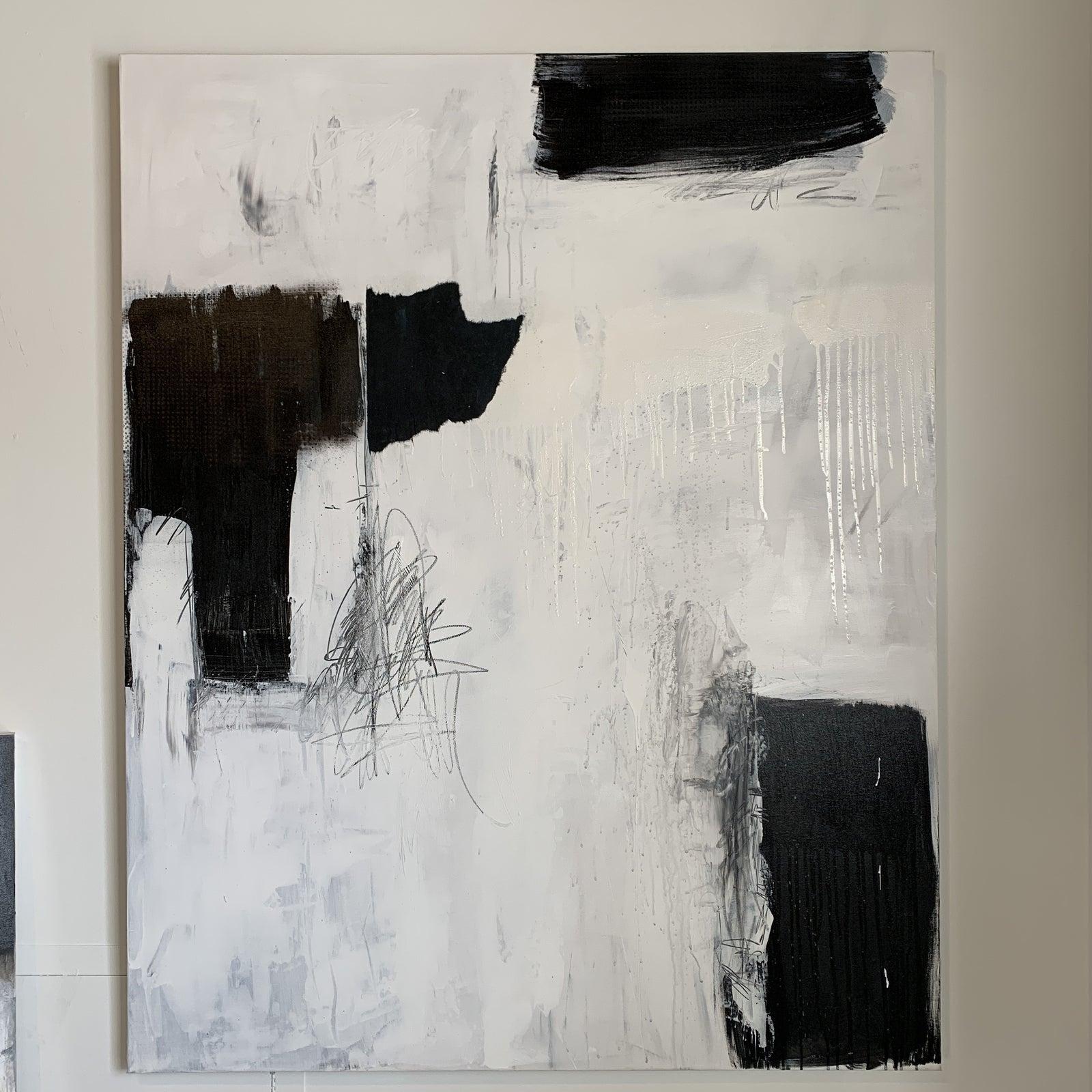 Modern Black & White Abstract Painting  5